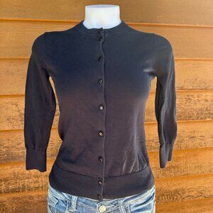 Vintage J.Crew Clare Cardigan Navy Blue Womens Size S 100% Cotton Button-Up Knit